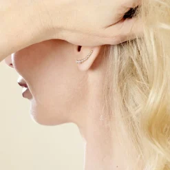 Boucles D'oreilles Grimpantes Plaqué Or Jaune Nazeli Oxyde