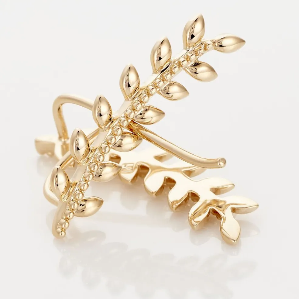 Boucles D'oreilles Grimpantes Folia Plaqué Or Jaune