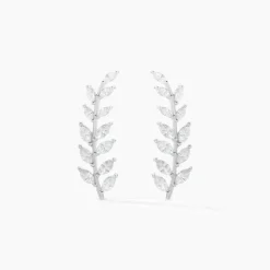 Boucles D'oreilles Grimpantes Sakira Argent Blanc Oxyde De Zirconium