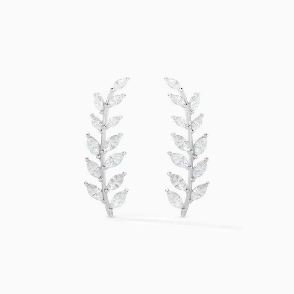 Boucles D'oreilles Grimpantes Sakira Argent Blanc Oxyde De Zirconium