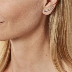 Boucles D'oreilles Grimpantes Argent Blanc Solvic Oxydes De Zirconium