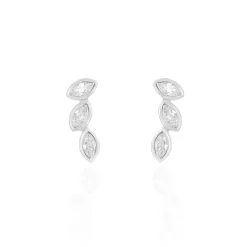 Boucles D'oreilles Grimpantes Elohane Argent Blanc Oxyde De Zirconium