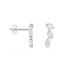 Boucles D'oreilles Grimpantes Elohane Argent Blanc Oxyde De Zirconium