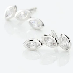Boucles D'oreilles Grimpantes Elohane Argent Blanc Oxyde De Zirconium