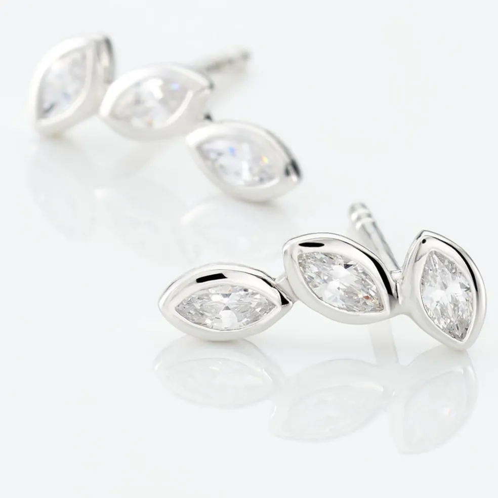 Boucles D'oreilles Grimpantes Elohane Argent Blanc Oxyde De Zirconium