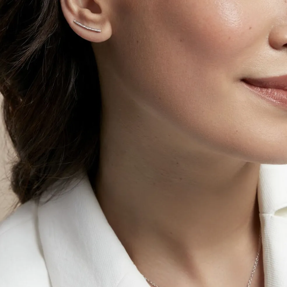 Boucles D'oreilles Grimpantes Fadoua Or Blanc Diamants