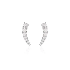Boucles D'oreilles Grimpantes Aldrick Argent Blanc Oxyde De Zirconium