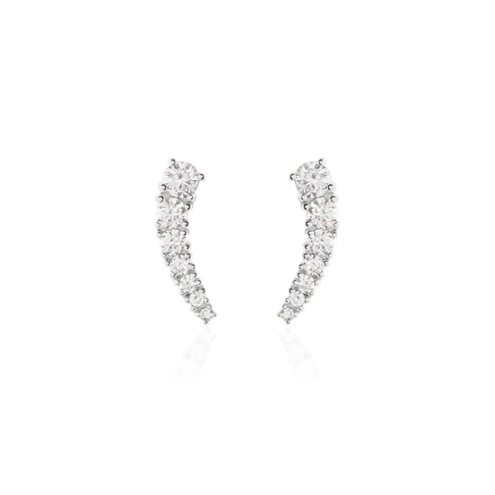 Boucles D'oreilles Grimpantes Aldrick Argent Blanc Oxyde De Zirconium