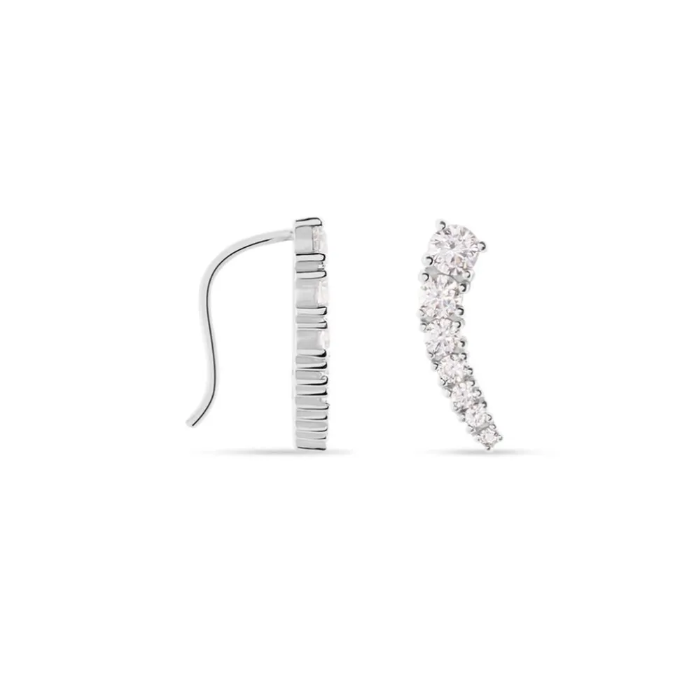 Boucles D'oreilles Grimpantes Aldrick Argent Blanc Oxyde De Zirconium