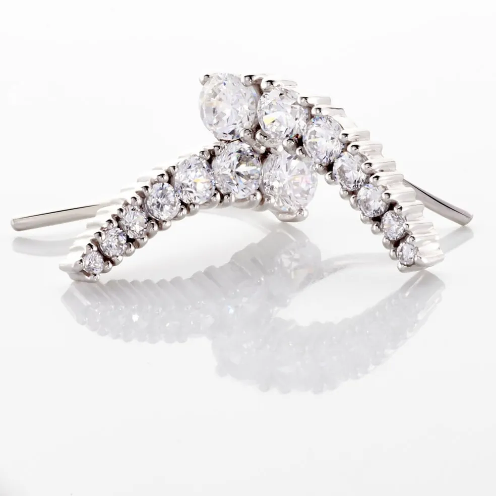 Boucles D'oreilles Grimpantes Aldrick Argent Blanc Oxyde De Zirconium