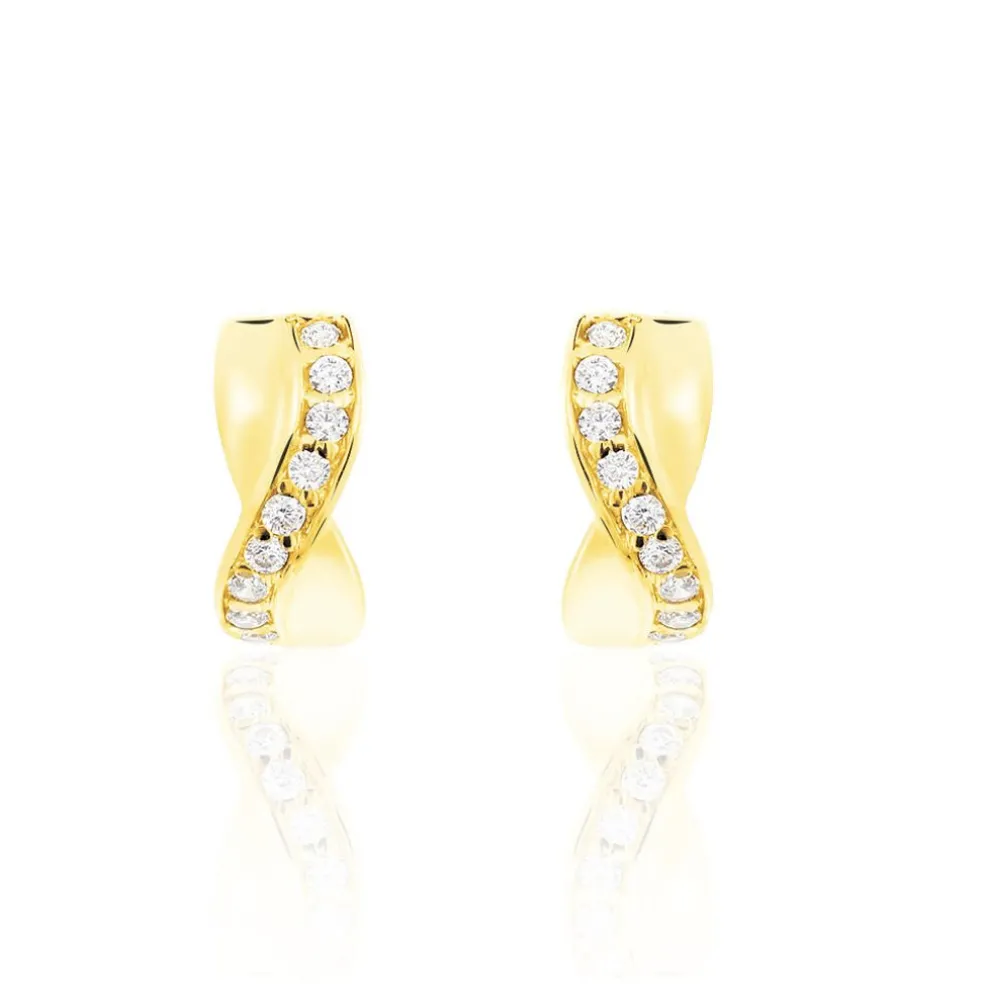 Boucles D'oreilles Izefia Rondes Or Jaune Oxyde De Zirconium
