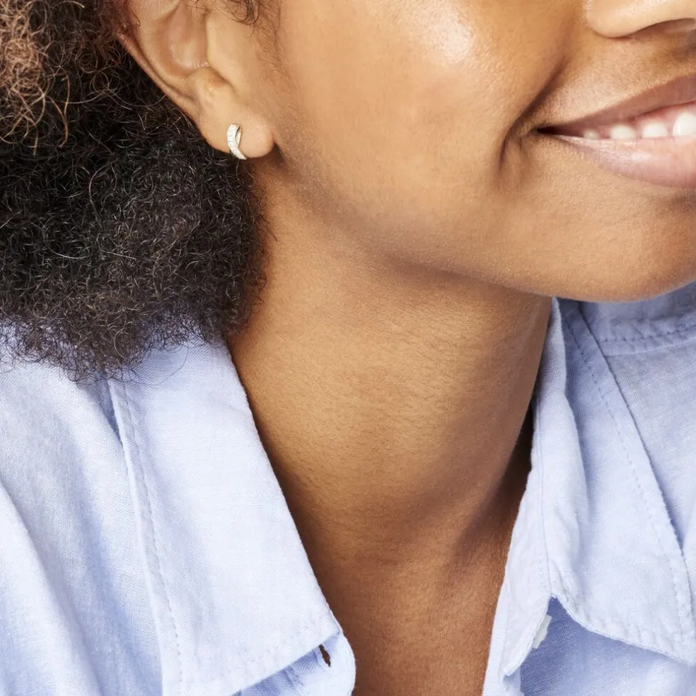 Boucles D'oreilles Izefia Rondes Or Jaune Oxyde De Zirconium