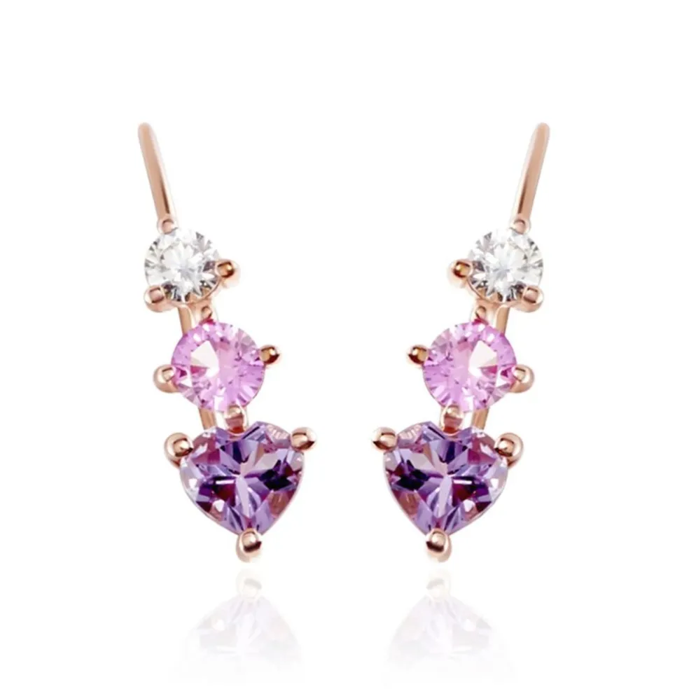 Boucles D'oreilles Lauressa Or Rose Amethyste Violet Oxyde
