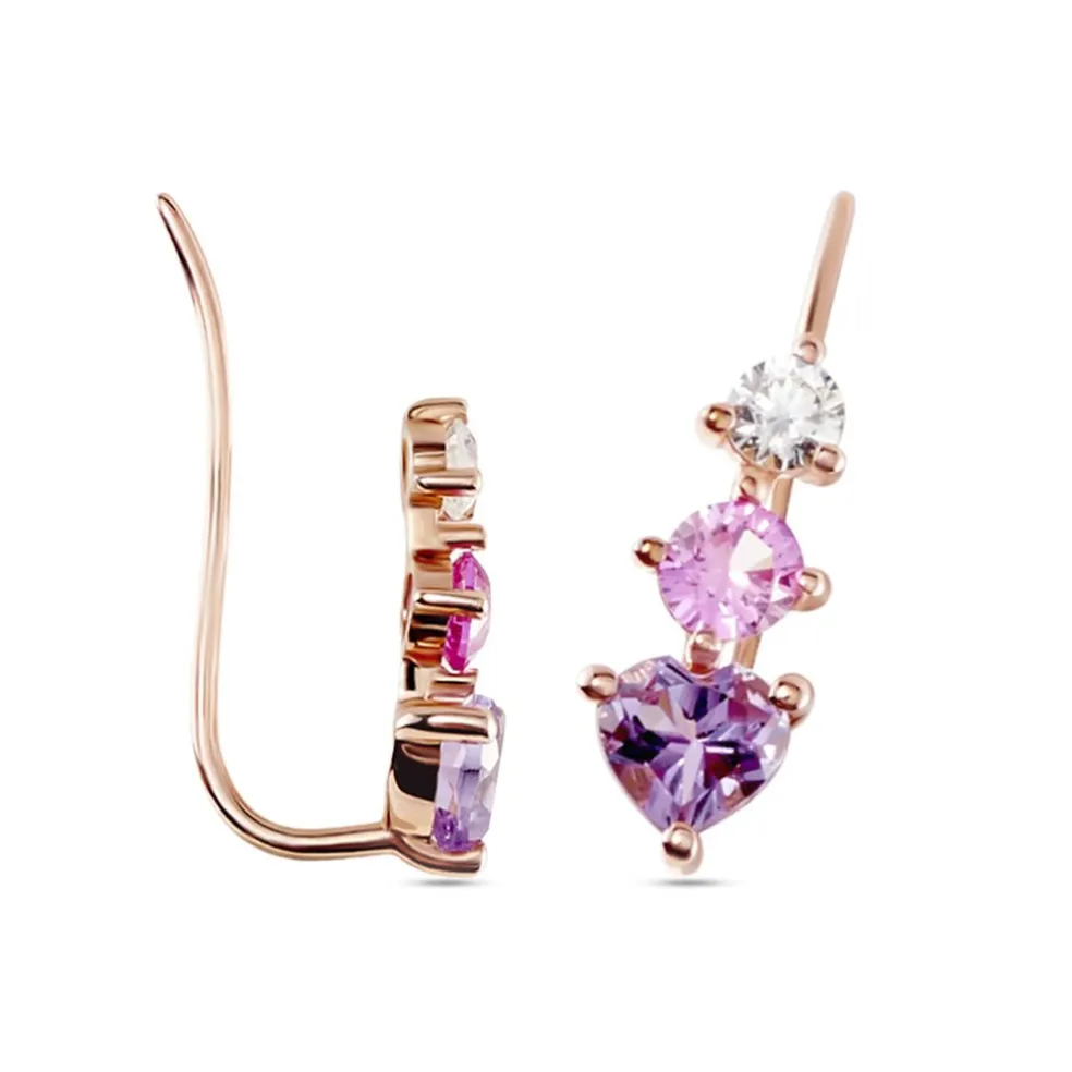 Boucles D'oreilles Lauressa Or Rose Amethyste Violet Oxyde
