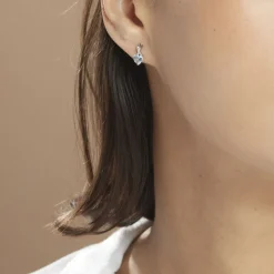 Boucles D'oreilles Or Blanc Clothilde Topazes Oxydes