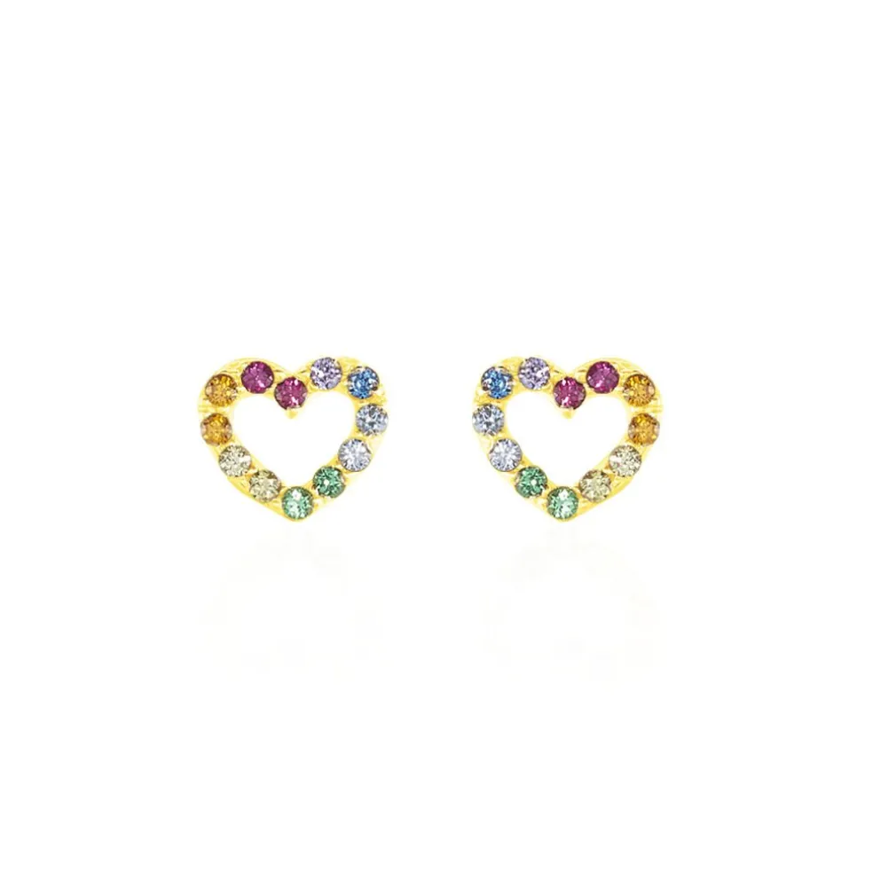 Boucles D'oreilles Or Jaune Ernesta C艙ur Oxydes