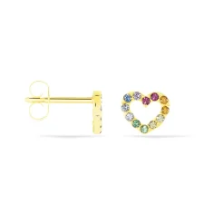 Boucles D'oreilles Or Jaune Ernesta C艙ur Oxydes