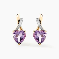 Boucles D'oreilles Or Jaune Clothilde Amethystes Oxydes