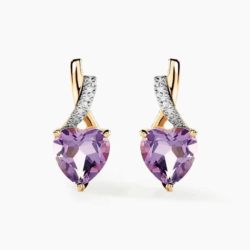 Boucles D'oreilles Or Jaune Clothilde Amethystes Oxydes