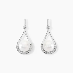 Boucles D'oreilles Patricia Or Blanc Perle De Culture Oxyde