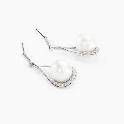 Boucles D'oreilles Patricia Or Blanc Perle De Culture Oxyde