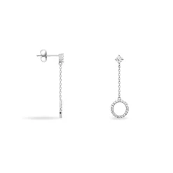 Boucles D'oreilles Pendantes Lim Or Blanc Oxyde De Zirconium