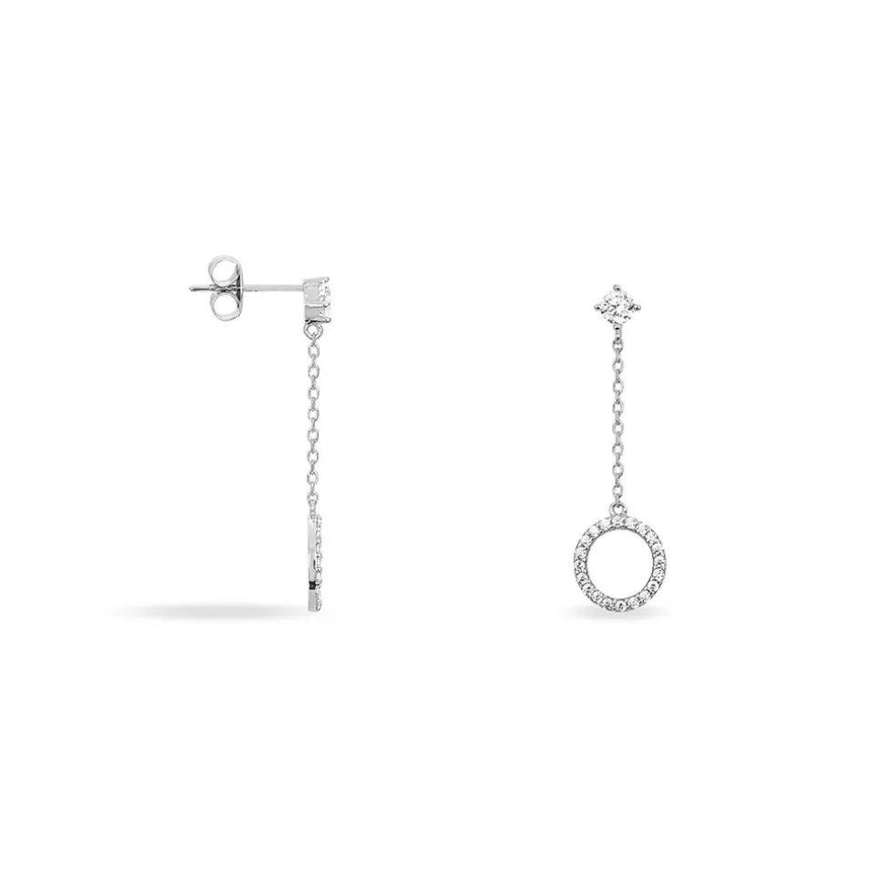 Boucles D'oreilles Pendantes Lim Or Blanc Oxyde De Zirconium