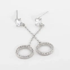 Boucles D'oreilles Pendantes Lim Or Blanc Oxyde De Zirconium