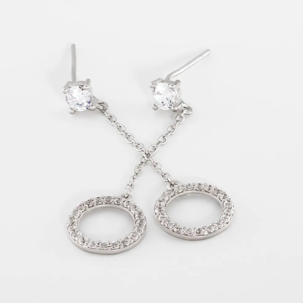 Boucles D'oreilles Pendantes Lim Or Blanc Oxyde De Zirconium