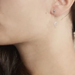 Boucles D'oreilles Pendantes Lim Or Blanc Oxyde De Zirconium
