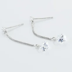 Boucles D'oreilles Pendantes Regane Or Blanc Oxyde De Zirconium