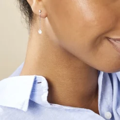 Boucles D'oreilles Pendantes Regane Or Blanc Oxyde De Zirconium