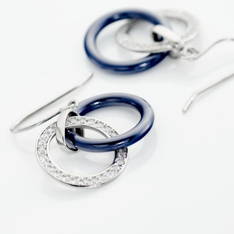 Boucles D'oreilles Pendantes Grizzel Argent Blanc Céramique Oxyde