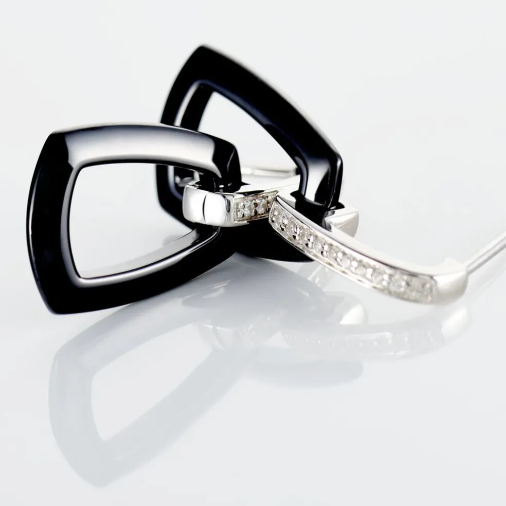 Boucles D'oreilles Pendantes Ezra Argent Blanc Céramique Et Oxyde