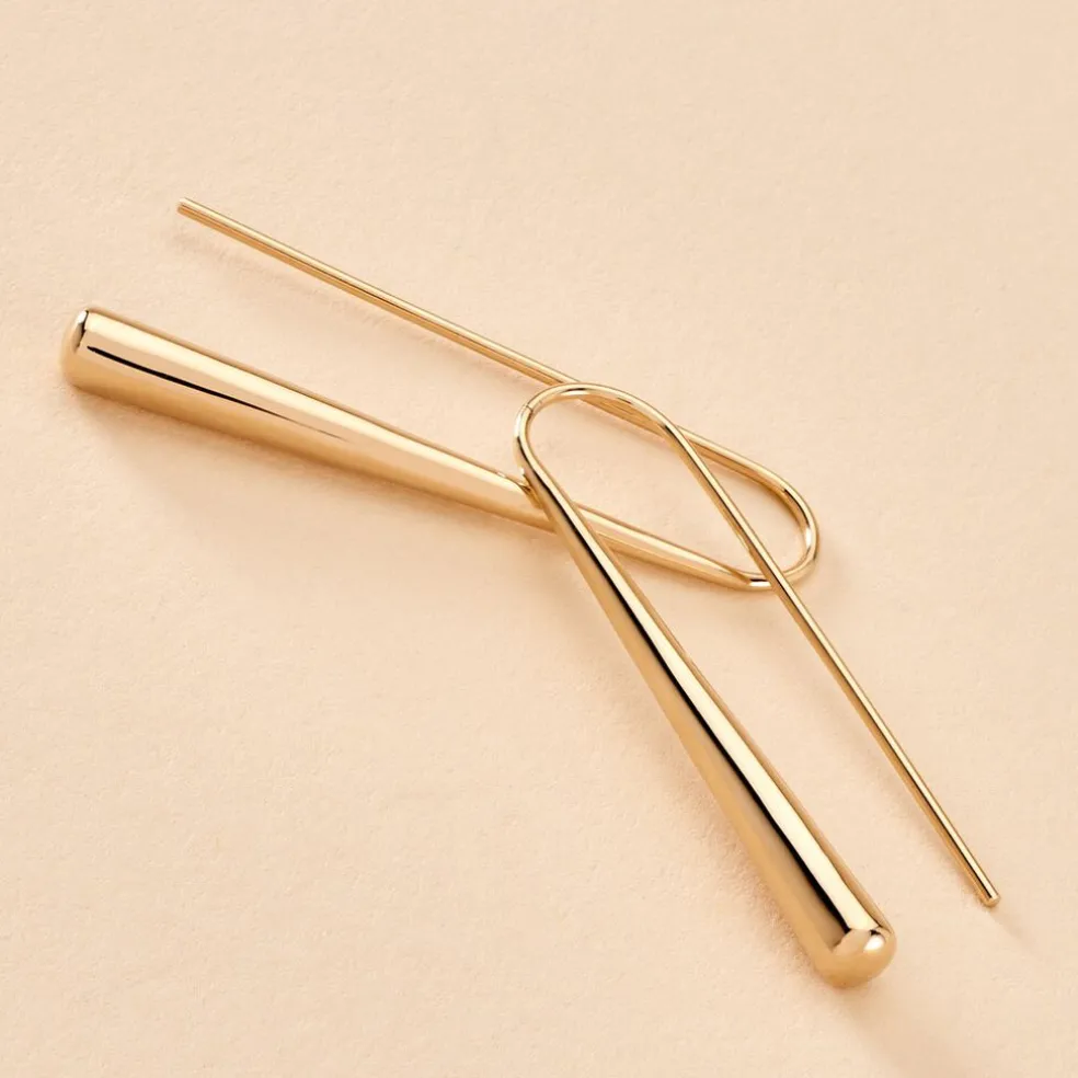 Boucles D'oreilles Pendantes Graham Plaqué Or Jaune