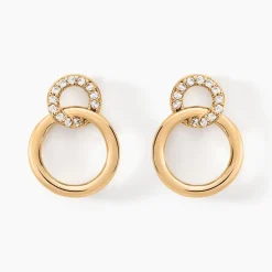 Boucles D'oreilles Pendantes Essia Plaqué Or Jaune Oxyde De Zirconium