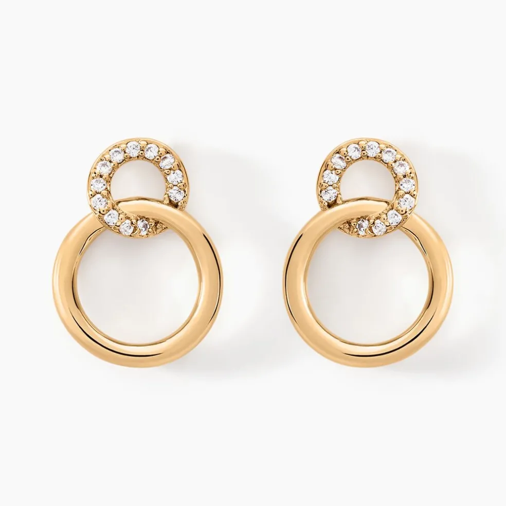 Boucles D'oreilles Pendantes Essia Plaqué Or Jaune Oxyde De Zirconium