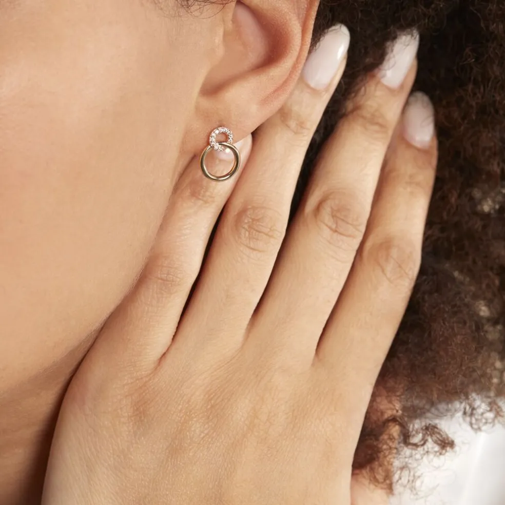 Boucles D'oreilles Pendantes Essia Plaqué Or Jaune Oxyde De Zirconium