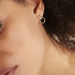 Boucles D'oreilles Pendantes Essia Plaqué Or Jaune Oxyde De Zirconium