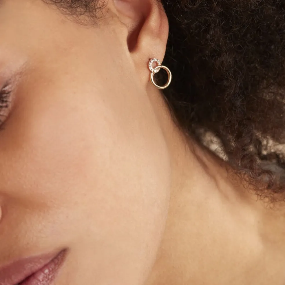 Boucles D'oreilles Pendantes Essia Plaqué Or Jaune Oxyde De Zirconium