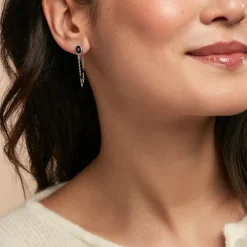 Boucles D'oreilles Pendantes Polka Argent Blanc