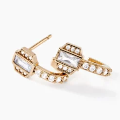 Boucles D'oreilles Pendantes Gold Chandelier Plaqué Or Oxyde Zirconium