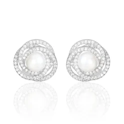 Boucles D'oreilles Pendantes Matilda Argent  Perle Culture Et Oxyde