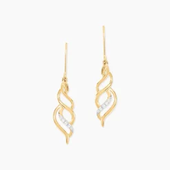 Boucles D'Oreilles Pendantes Suresh Or Jaune Oxyde De Zirconium