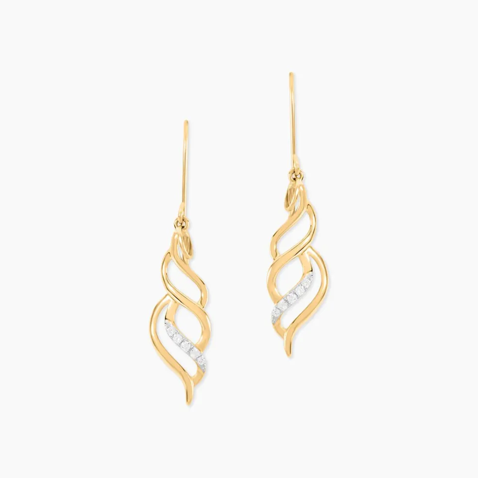 Boucles D'Oreilles Pendantes Suresh Or Jaune Oxyde De Zirconium