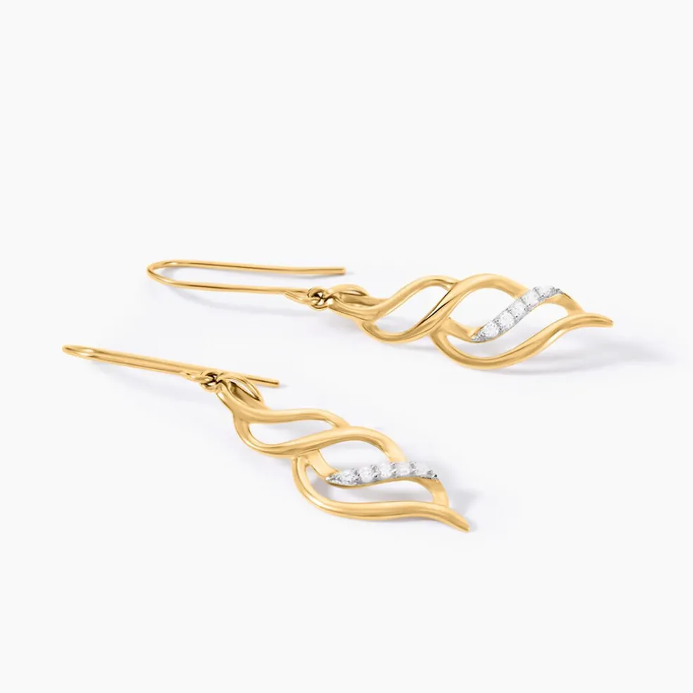 Boucles D'Oreilles Pendantes Suresh Or Jaune Oxyde De Zirconium