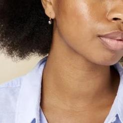 Boucles D'oreilles Pendantes Semi-baroque Or Jaune Perle De Tahiti