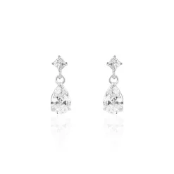 Boucles D'oreilles Pendantes Jordaine Or Blanc Oxydes