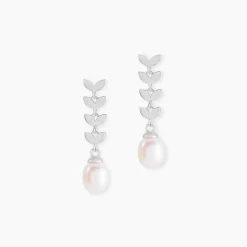 Boucles D'oreilles Pendantes Giacobbe Argent Blanc Perle De Culture