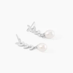 Boucles D'oreilles Pendantes Giacobbe Argent Blanc Perle De Culture